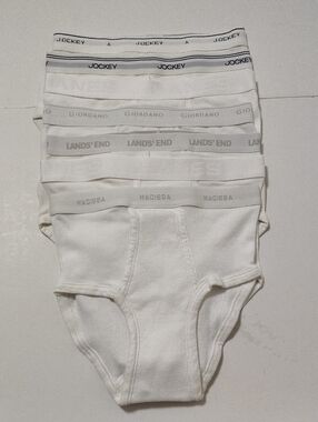 Bundle Of White Men's Briefs 7 Pack– Elastic Logo Waistbands - Size S-M